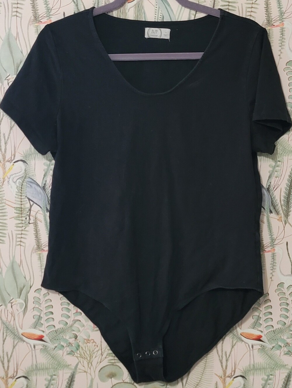 Maurices Black Scoop Neck Short Sleeve Bodysuit - Size 1X